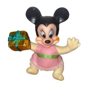 Vintage Disney Minnie Mouse Flocked Christmas Tree Decoration Ornament
